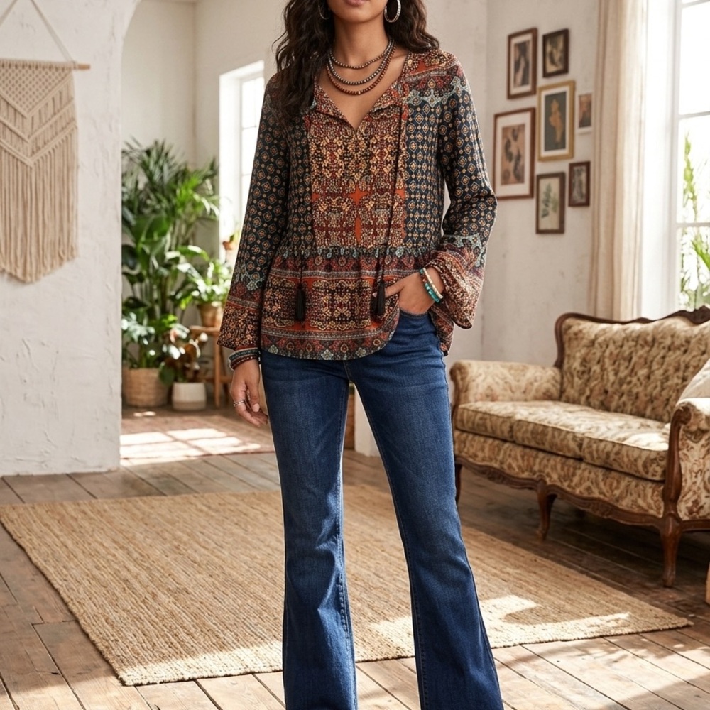 Women’s Mid-Rise Flare Jeans in Dark Blue